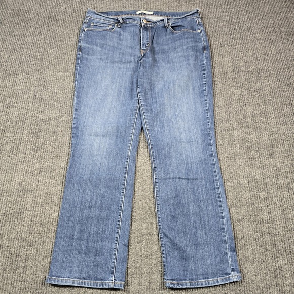 Levis 505 Jeans Womens 14 Blue Straight Leg Denim Stretch Classic 505 Straight - Picture 1 of 16